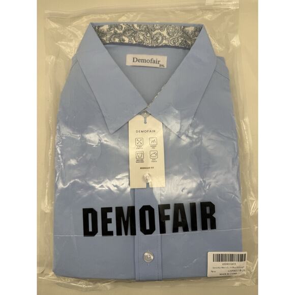 Demofair Men's Knitted Button Down Shirt Long Sleeve Stretch Wrinkle-Free Sz-2XL - Picture 2 of 12